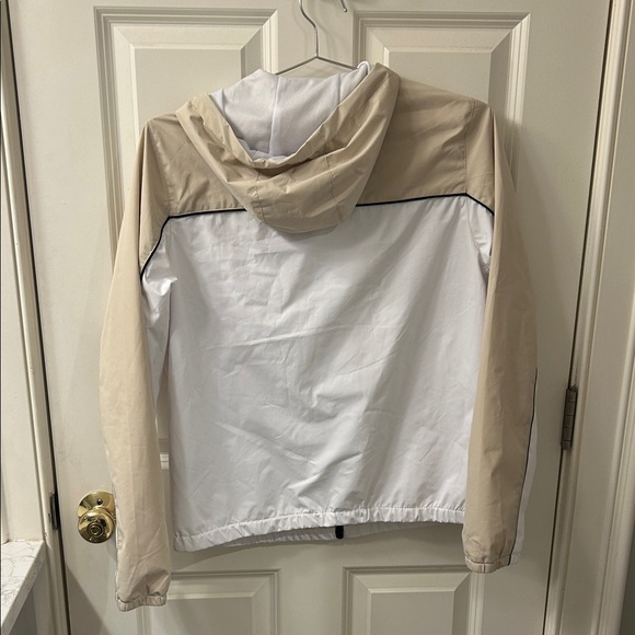 New Balance Hooded Zip Windbreaker - White & Beige with Black Trim - Picture 3 of 3